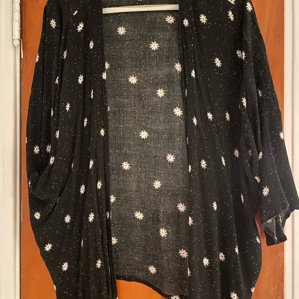 Rachel Black and White Floral Cardigan